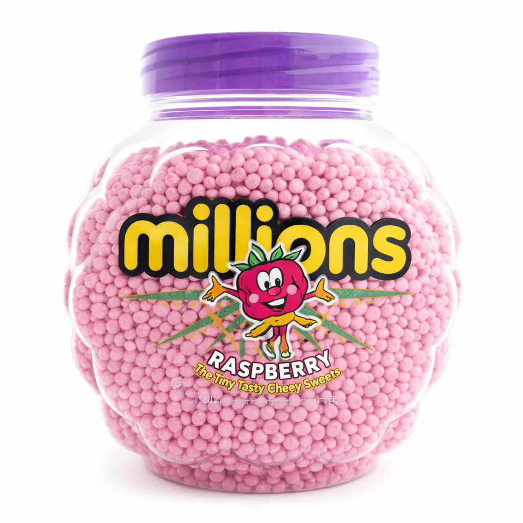 2.27kg Bulk Jar Millions Raspberry Jar - Tiny Chewy Sweets - Kids Favourites