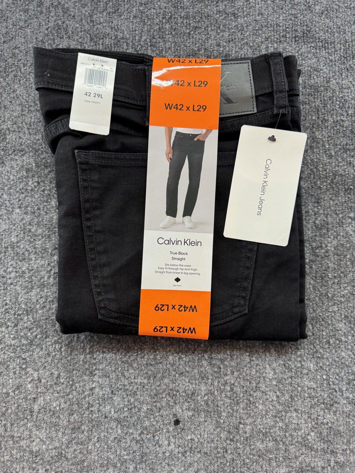 Mens 42x29 Relaxed Fit Dark Wash Denim