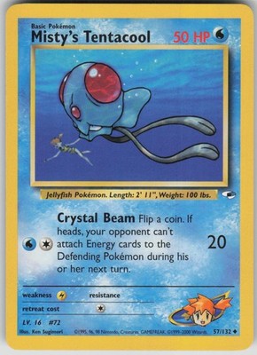Pokemon TCG Misty's Tentacool (57) Uncommon Gym Heroes 057/132