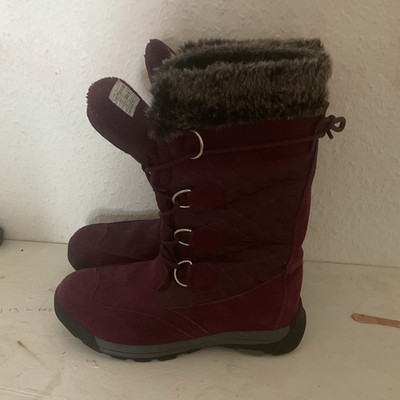 Lands' End Damen Winterstiefel Bordeaux EU 34 Kunstleder gefüttert Schnürung
