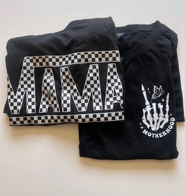 Mama Shein Bundle Checkered Style Maternity T-shirt Shirts Plus Size 1XL Lot X2