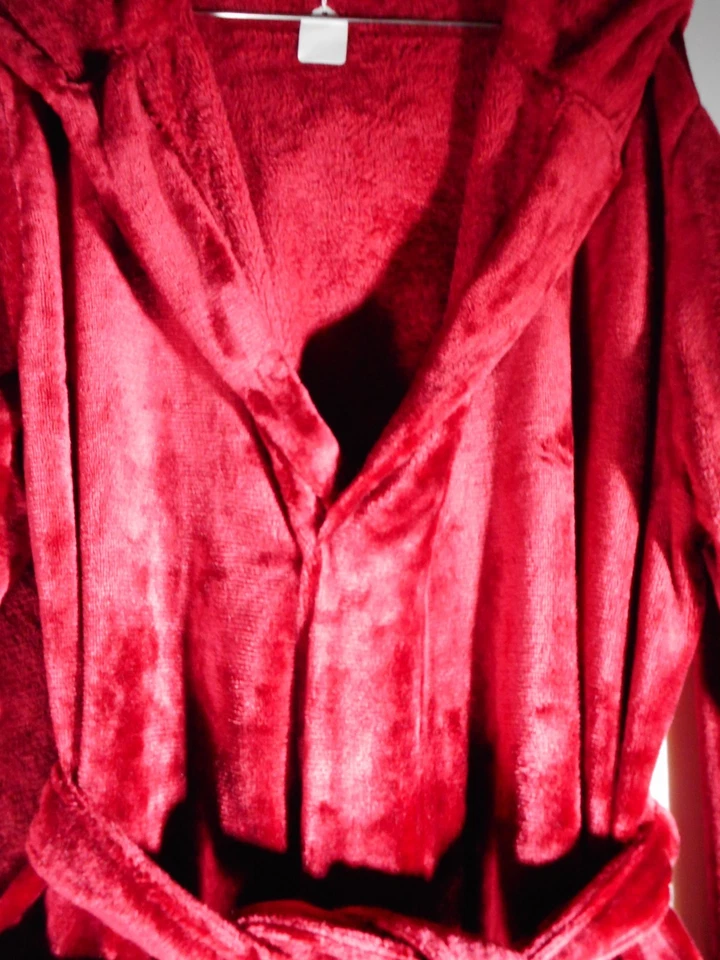 🎄 舒适红色天鹅绒毛绒浴袍 L/XL – 全新 完美假日礼物照片 — 第 4/4 张图片
