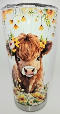 Highland Cow, Travel Cup Cute Perfect Gift Present, mit Strohhalmen, Geschenk verpackt