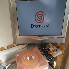 SEGA Dreamcast HELLO KITTY PINK Console set (HKT-3000),Pad,Keyboard,Box, Working