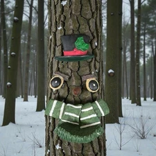 Rare Nantucket Outdoor Bird Feeder Snowman Heavy Poly Resin Christmas Tree Faces