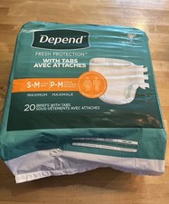 Depend Incontinence Underwear Unisex Briefs Size S/M w/ Tabs 20 Count NEW Sealed