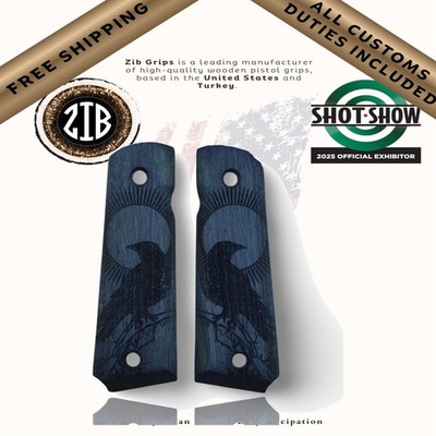 ZIB Griffe Blue Raven Buche Griffe für Colt 1911 Full Size Clones Kimber SW R...