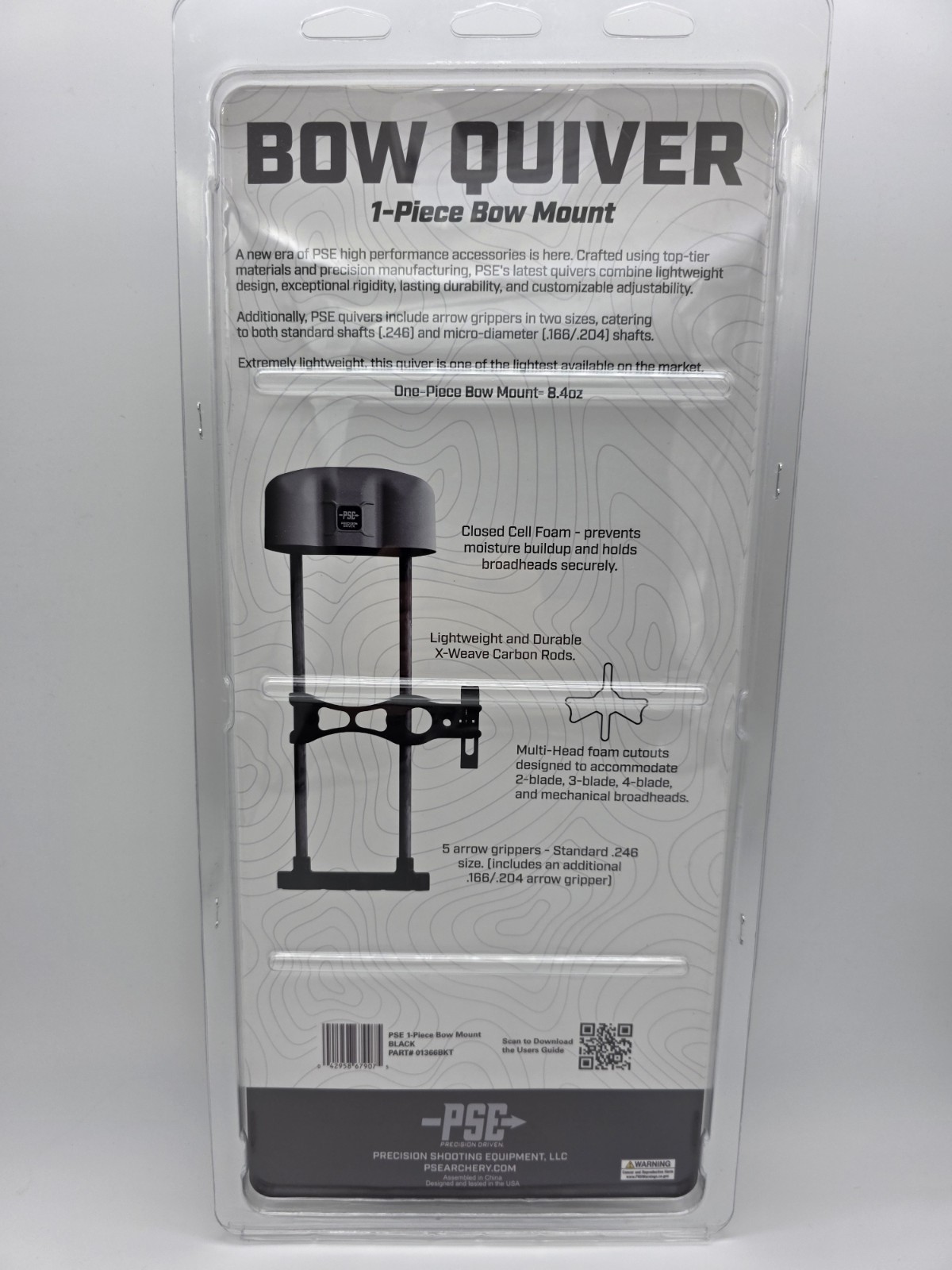 PSE Bow Quiver 1-Piece Bow Mount (5 Arrow) Black Quiver 8.4 oz 01366BKT SEALED 