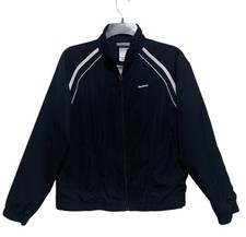 Reebok Jacket Women Size Medium Black Full Zip Track Running Lined Pockets