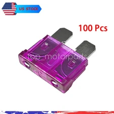New 100 Pieces 3 AMP ATC/ATO STANDARD Regular FUSE BLADE