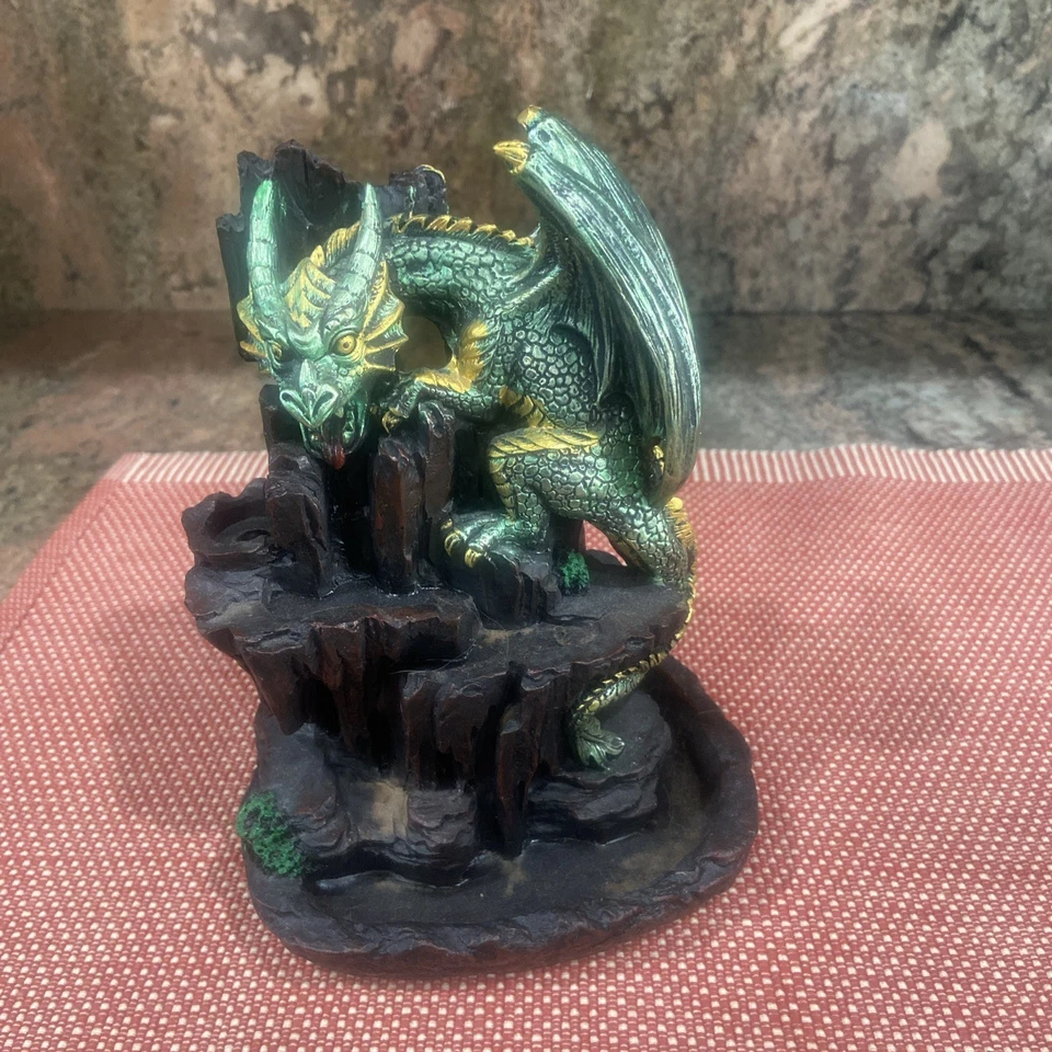  9” Fire breather green dragon and bag of incense Fog like waterfall incense  - Image 2 of 4