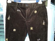 Polo Ralph Lauren NWT  s Corduroy Embroidered Equestrian Pants Size 33x32 Brown