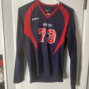 ASICS Womens Long Sleeve Volleyball Jersey | Blue/Red Size Small