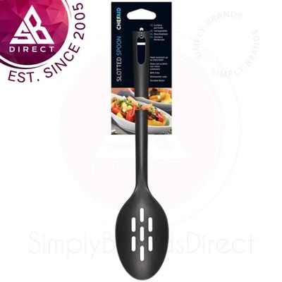 Chef Aid Nylon Geschlitzter Löffel Antihaftend Kochen Backen Küchengerät │ Black - Bild 1 von 4