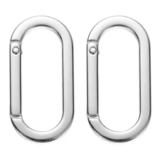 2Pcs 1.4 Inch Oval Spring Ring Clips, Zinc Alloy Snap Hooks O Ring, Silver