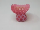 Vintage Fenton Cranberry Opalescent Coin Dot TOP HAT Ruffled Vase Art Glass