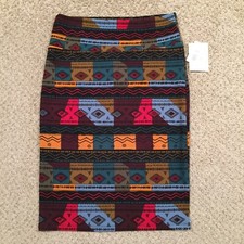 LuLaRoe Cassie Skirt Medium Knee Length Unlined Pull On Multicolor Geometric New