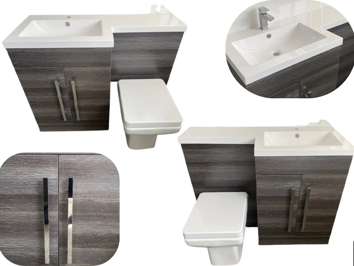 1100mm L Shape Bathroom Basin Vanity Toilet Combination Unit LH RH