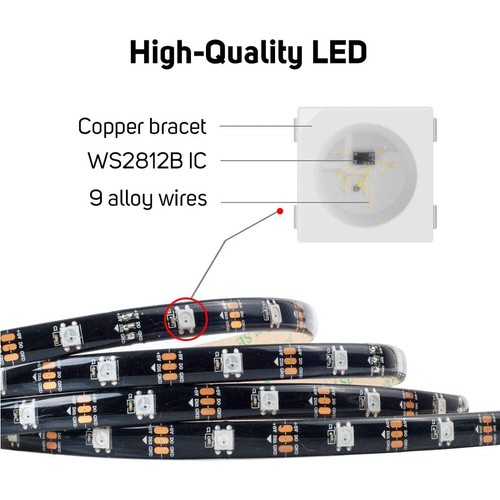 WS2812B LED Streifen Strip 5M WS2812 RGB Leiste Licht 5050 SMD Adressierbar DC5V - Bild 4 von 12