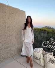 ZARA WOMAN NWT V-NECK LACE MIDI DRESS WHITE  8879/549