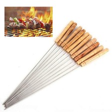 Set 12 Spiedi 30 Cm Barbecue Spiedini Manico In Legno Brace Carne Kebab dfh