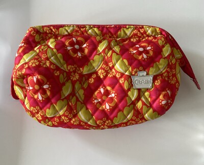 Caboodles Quilted Makeup Travel Bag Pink Yellow Floral Zip Around