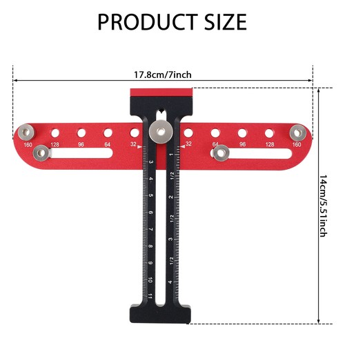 Adjustable Cabinet Hardware Jig With Center Punch - Aluminum Alloy Handle Template Tool For Drawer & Door Pulls