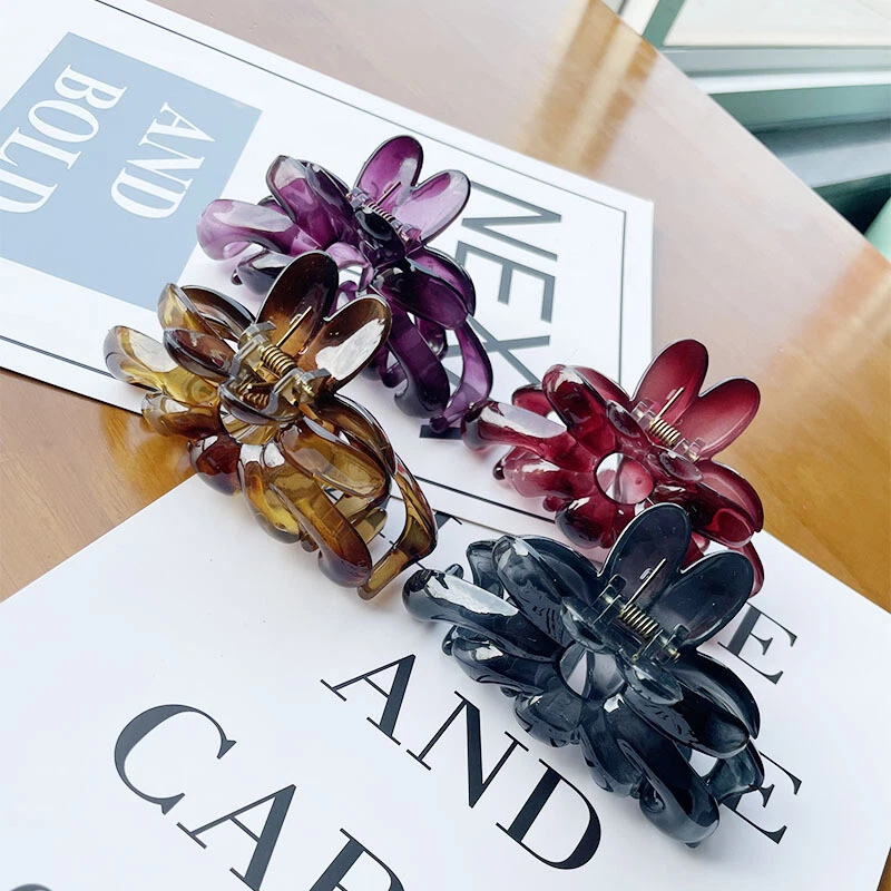 Pinza de pelo con moño grande para cabello de flores de colección clip de plástico clip de garra filtro Foto 4 de 4