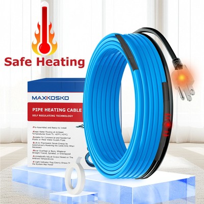 6ft Pre-Assembled Heat Cable with Thermostat to Keep Water Pipes Ice-Free