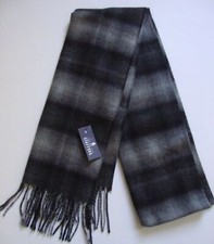 New Lot of 2 Stafford Men's Plaid Scarves Black