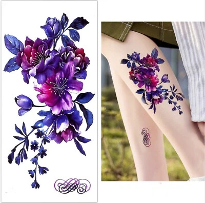 MARKENLOS Tatuaggio temporaneo fiori colorati impermeabile body art una volta adesivo gigli