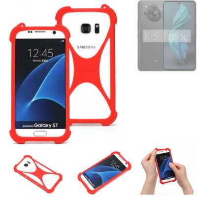 Schutzring für Sharp Aquos R7s Silikoncase Softcase Bumper Schutz Hülle rot