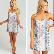 SHOW ME YOUR MUMU Pastel Python Snakeskin Spaghetti Straps Mini Dress Size M