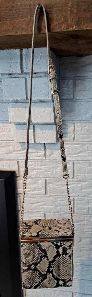 FashionNova Boxed Shaped Clutch Los Angeles Python Snake Pattern  - Image 3 of 4