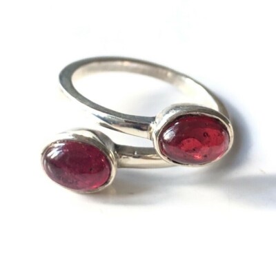 925 Solid Sterling Silver Ring With Pair Ruby-July Birthstone Ring For Her 9011