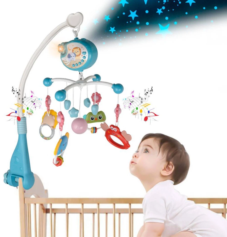 MalPlay Mobile mit Spieluhr Babymobile für Kinderbett mit Projektor, Fernbedinun - Bild 2 von 4