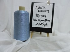 Metallic Machine Embroidery Thread 10,000 yds. Color Blue Grey.