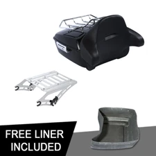 King Trunk Backrest Chrome Top Mount Rack Fit For Harley Touring Road King 14-25