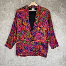South Coast Vintage Jacket Womens 14 Multicolor Rayon Button Blazer 90s- 1198*