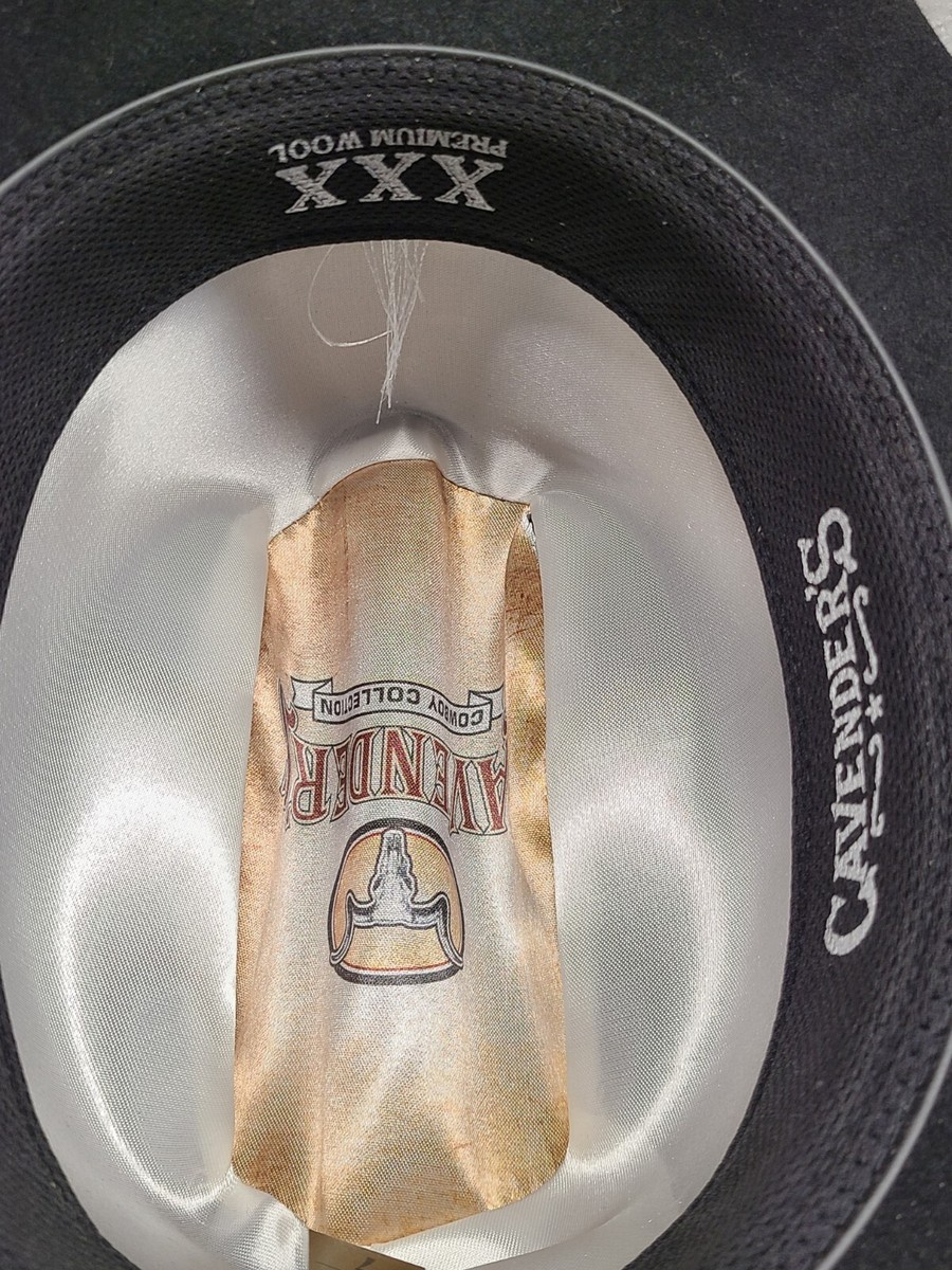 Cavender's 3X Oplin Black Premium Wool Cowboy Hat Size