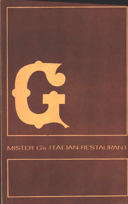 1960 MISTER G'S ITALIAN RESTAURANT lunch menu CALIFORNIA Pacific Beach, El Cajon