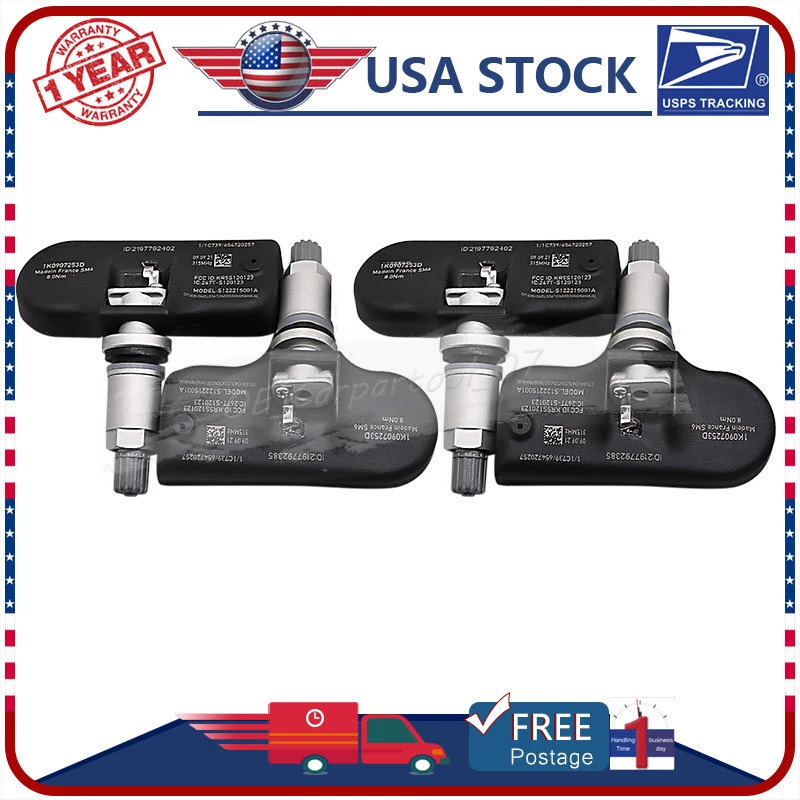 Juego (4) Sensor de presión de neumáticos TPMS para Volkswagen Jetta Golf Passat Tiguan 315 MHz Foto 4 de 4
