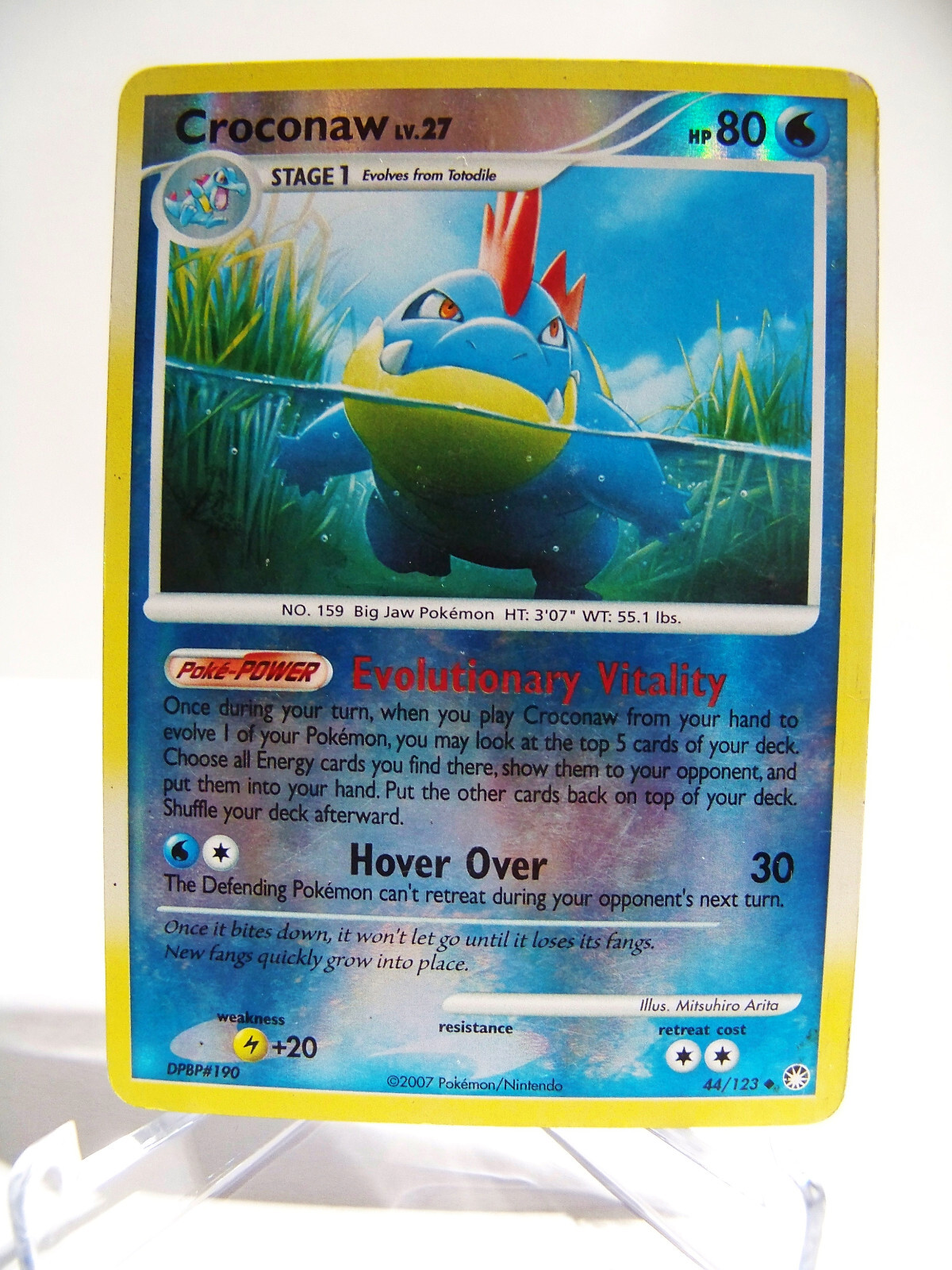 2007 Pokemon Mysterious Treasures Croconaw 44/123 Reverse Holo LP -  EX+