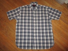WRANGLER PLAID BUTTON DOWN SHIRT Wrinkle Resist Blue White Plaid Mens LARGE