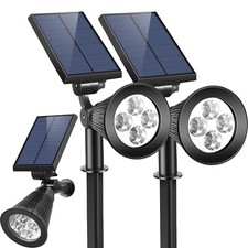 2 Packs Solar Spotlights Wall Outdoor Garden Yard Path Lamp Security Waterproof