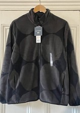 Marimekko Uniqlo Women’s Grey Black Kivet Spot Print Fleece Jacket L Uk 14 Eu 42