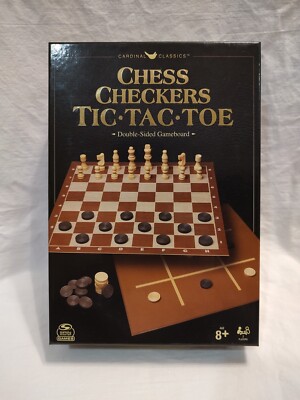 Cardinal Classics Chess Checkers Tic Tac Toe Double Sided Game Board ...