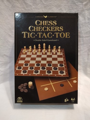 Cardinal Classics Chess Checkers Tic Tac Toe Double Sided Game Board ...