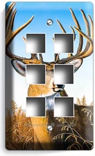 WHITETAIL DEER BUCK ANTLERS LIGHT SWITCH WALL PLATE OUTLET FOREST CABIN ROOM ART