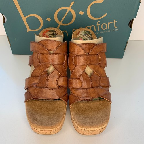 BOC by Born Cora Wedge Sandals Woven Slip On Platform Dark Tan Size 9 NEW - Picture 5 of 7